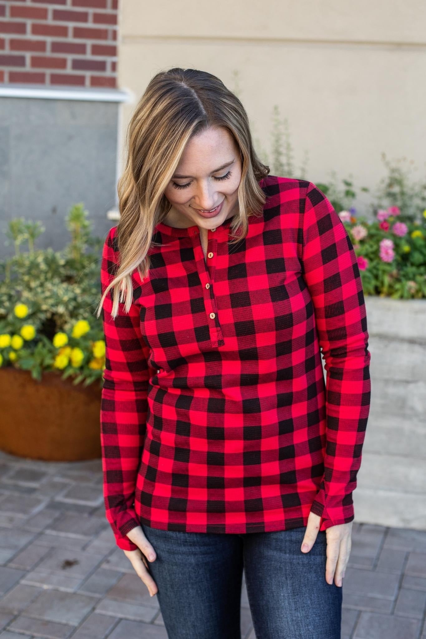 Harper Long Sleeve Henley - Plaid